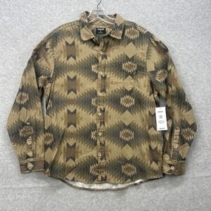 Hurley Shirt Mens Small Brown Portland Organic Flannel Aztec Tribal Boho NEW